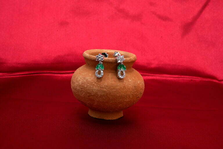 Indo western silver earring