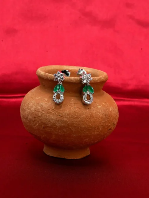 Indo western silver earring
