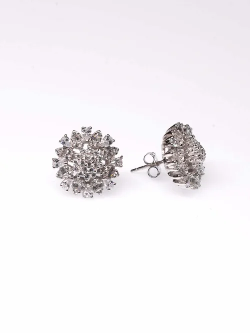 Nakshatra diamond silver earrings