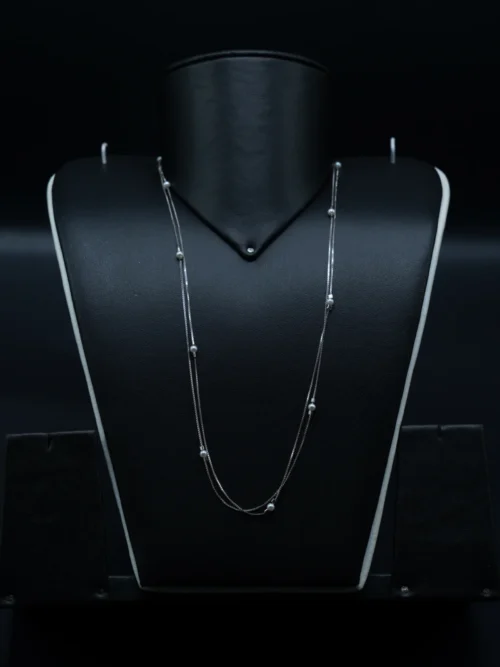 Pure Silver Double line pearl chain