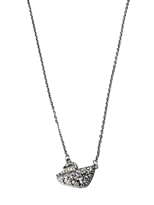 Pure Silver White cut stone duck chain