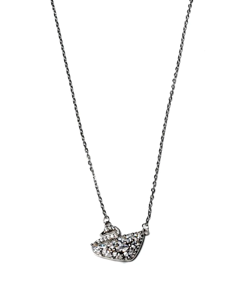 Pure Silver White cut stone duck chain