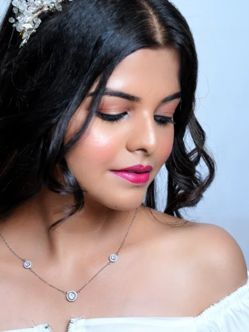 Pure Silver Halo stone party wear chain