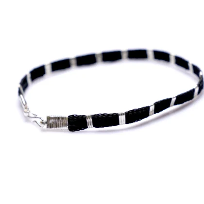 Black thread nazariya pure silver bracelet
