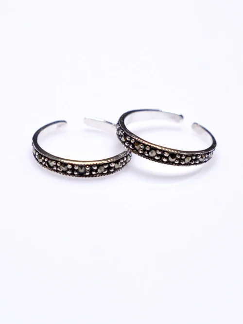 MARCASITE STONE BAND SILVER TOE RING