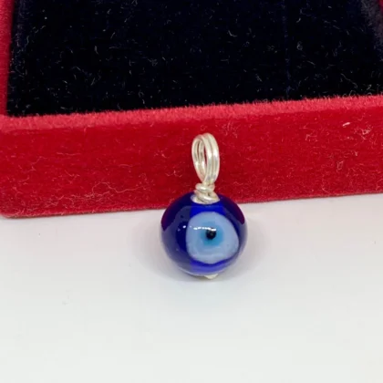 Evil eye silver bead pendant