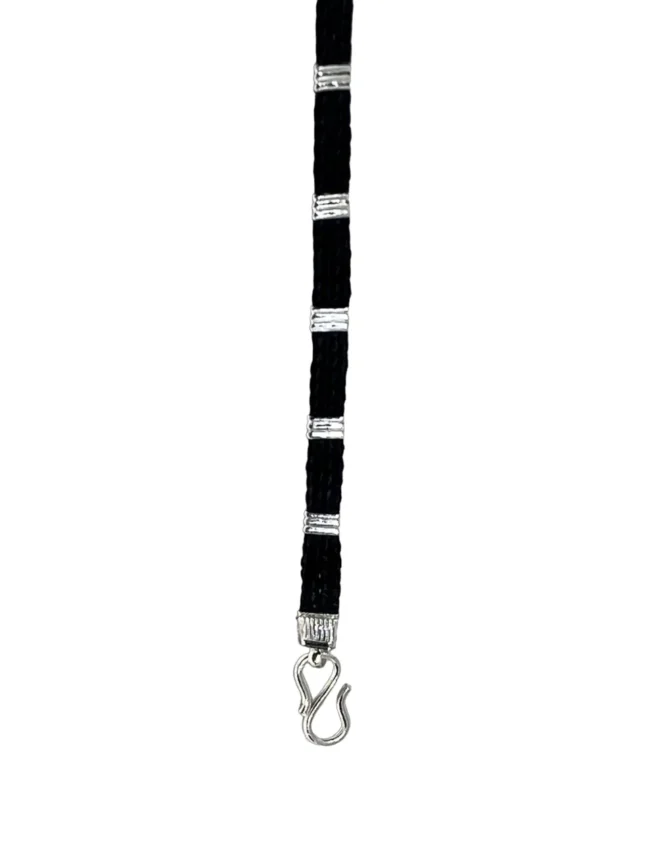 Black thread Thin nazariya pure silver bracelet - Image 2