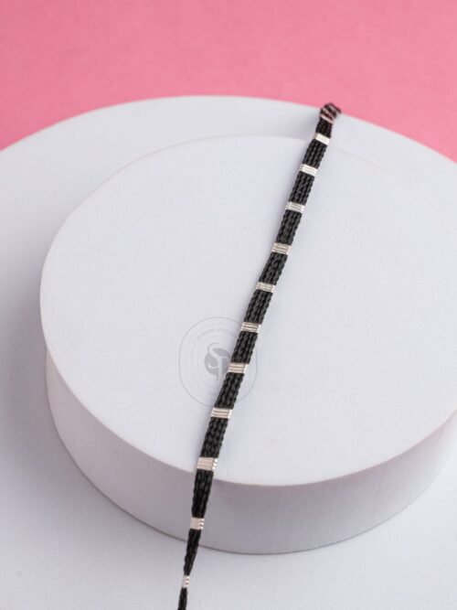 Black thread Thin nazariya pure silver bracelet
