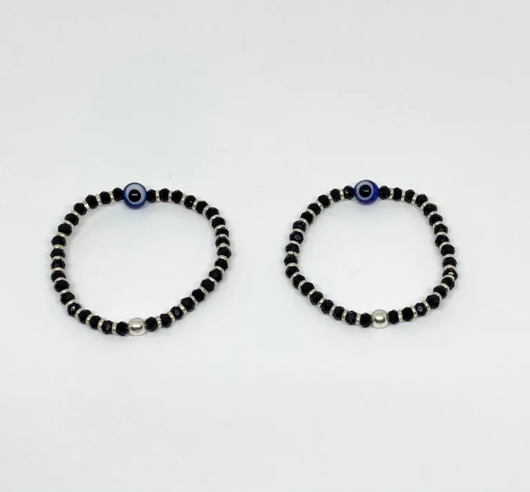 Stretchable pure silver evil eye baby bracelet