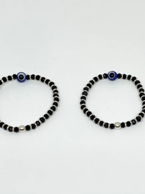 Stretchable pure silver evil eye baby bracelet