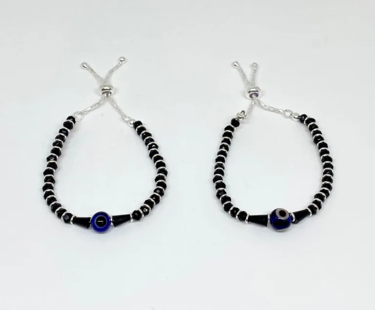 Pure Silver kids evil eye adjustable silver bracelet