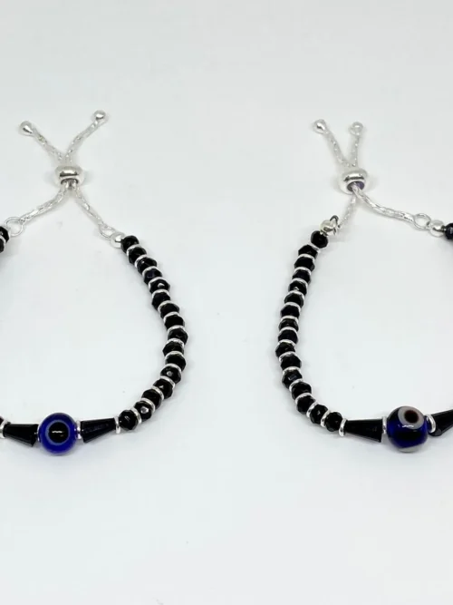 Pure Silver kids evil eye adjustable silver bracelet