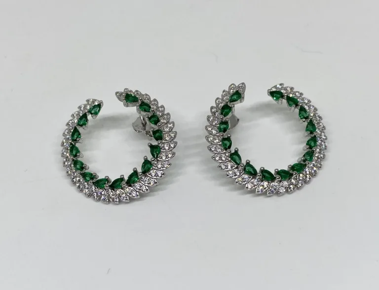 Marquise shape emerald designer stud