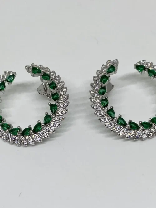 Marquise shape emerald designer stud