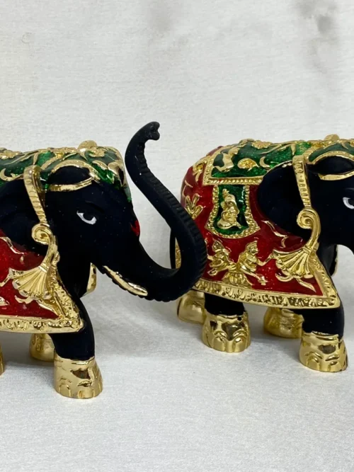 Silver coated wax filled black elephant