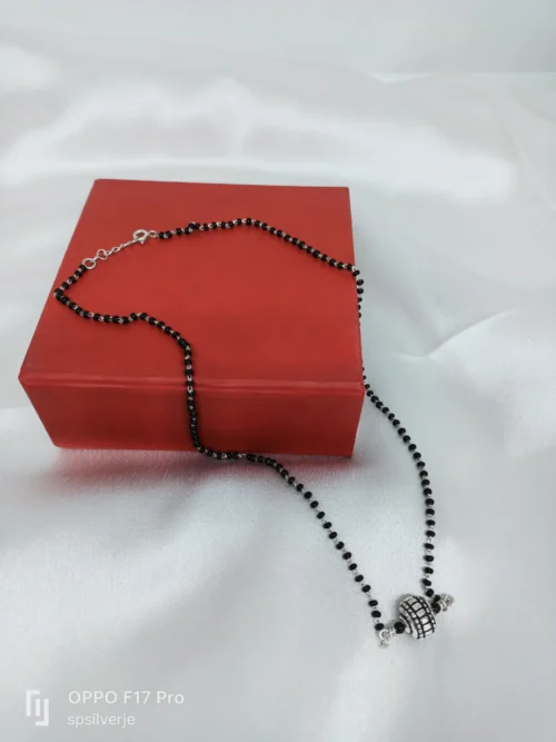 Designer silver short mangalsutra