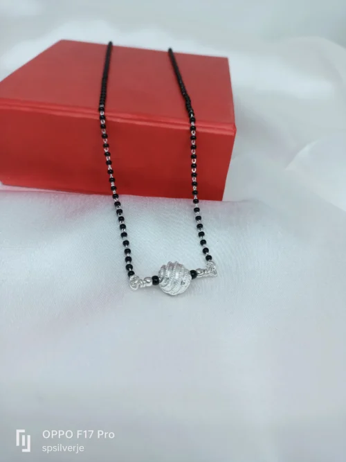 Disco bead silver mangalsutra