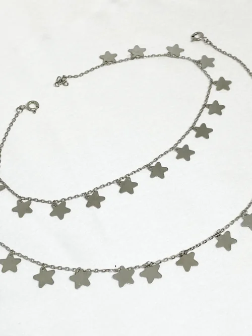 Pure Silver Star droplet silver trendy payal