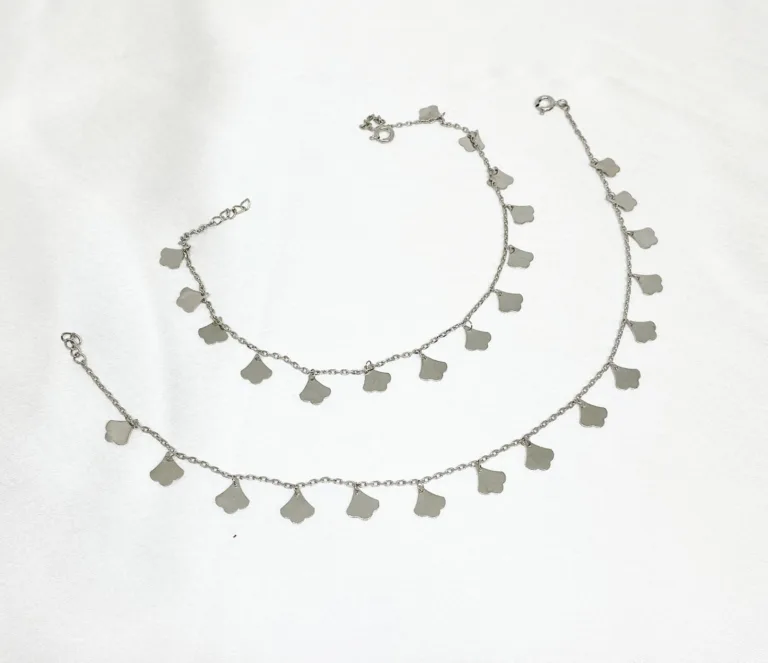 Droplet leaf silver payal - Image 2