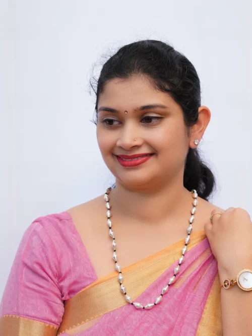 Pure Silver plain bead single line  Bormala - kolhapur special jewellery