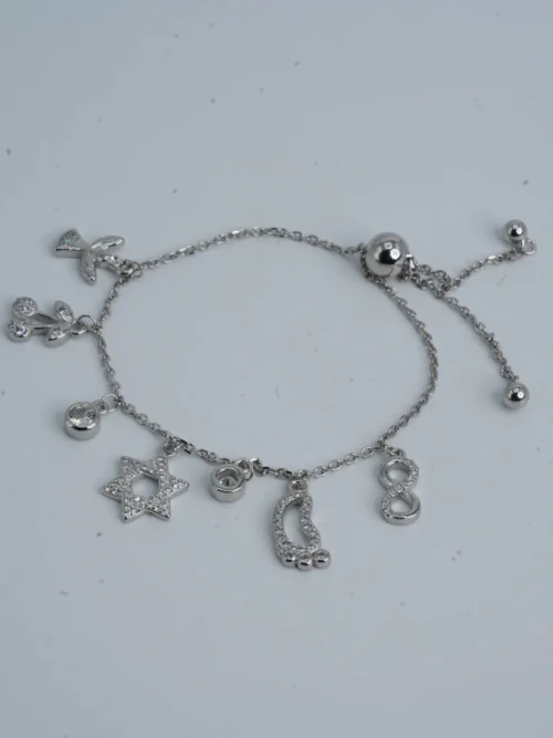 Star charm adjustable silver bracelet