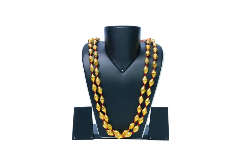 Silver gold plated Double Line designer bore mala