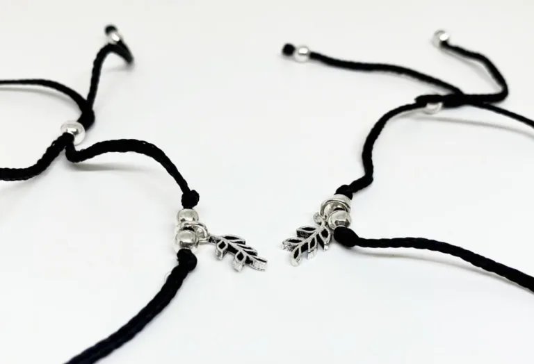 leaf motif adjustable silver thread anklet - Image 2