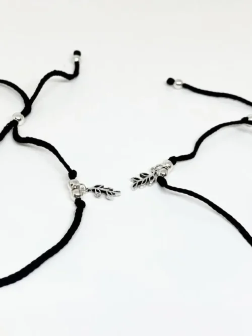 leaf motif adjustable silver thread anklet