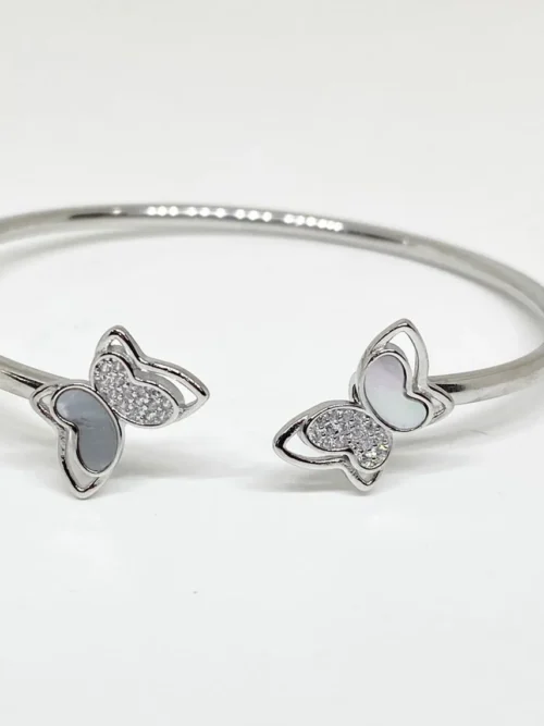 Butterfly flexible silver kada