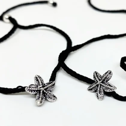 Star motif pure silver thread anklet