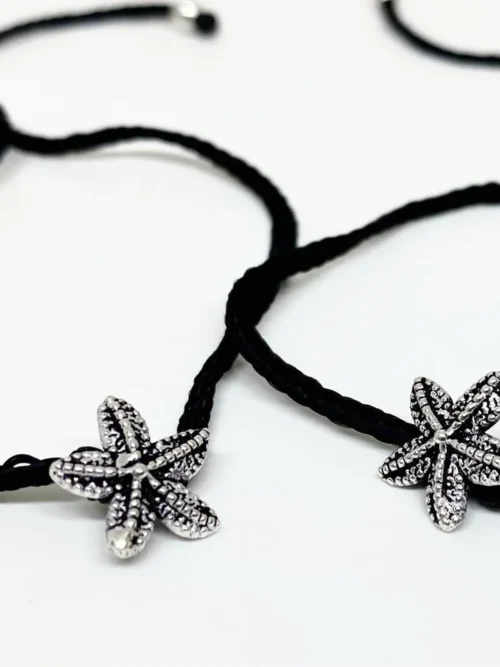 Star motif pure silver thread anklet