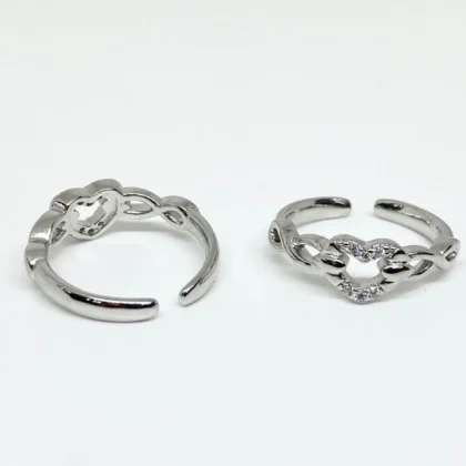 Heart infinity silver toe ring