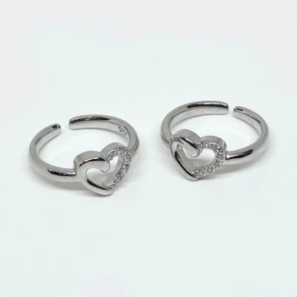 Heart shape silver toe ring