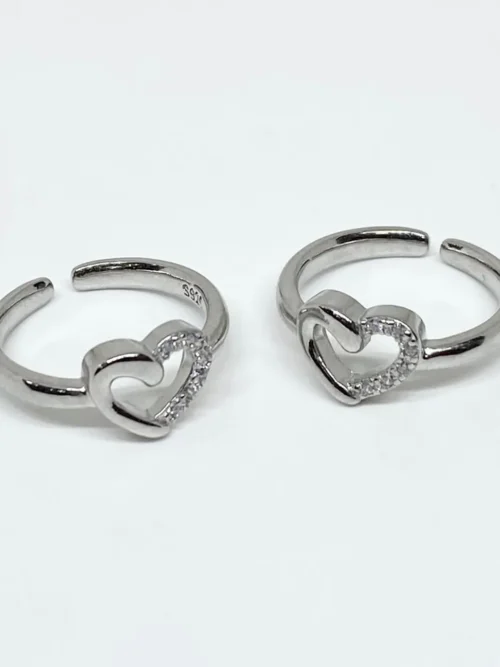 Heart shape silver toe ring