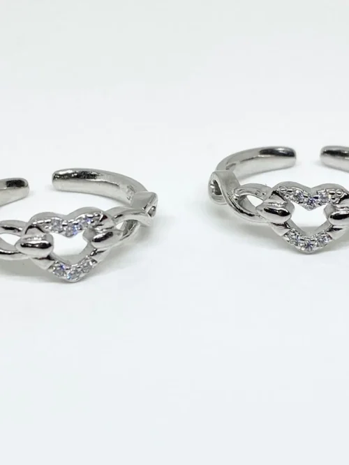 Heart infinity silver toe ring