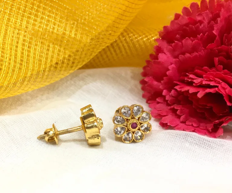 Cutstone gold plated silver studs - Image 2