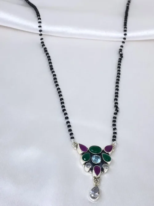 Exquisite Cutstone Silver Mangalsutra