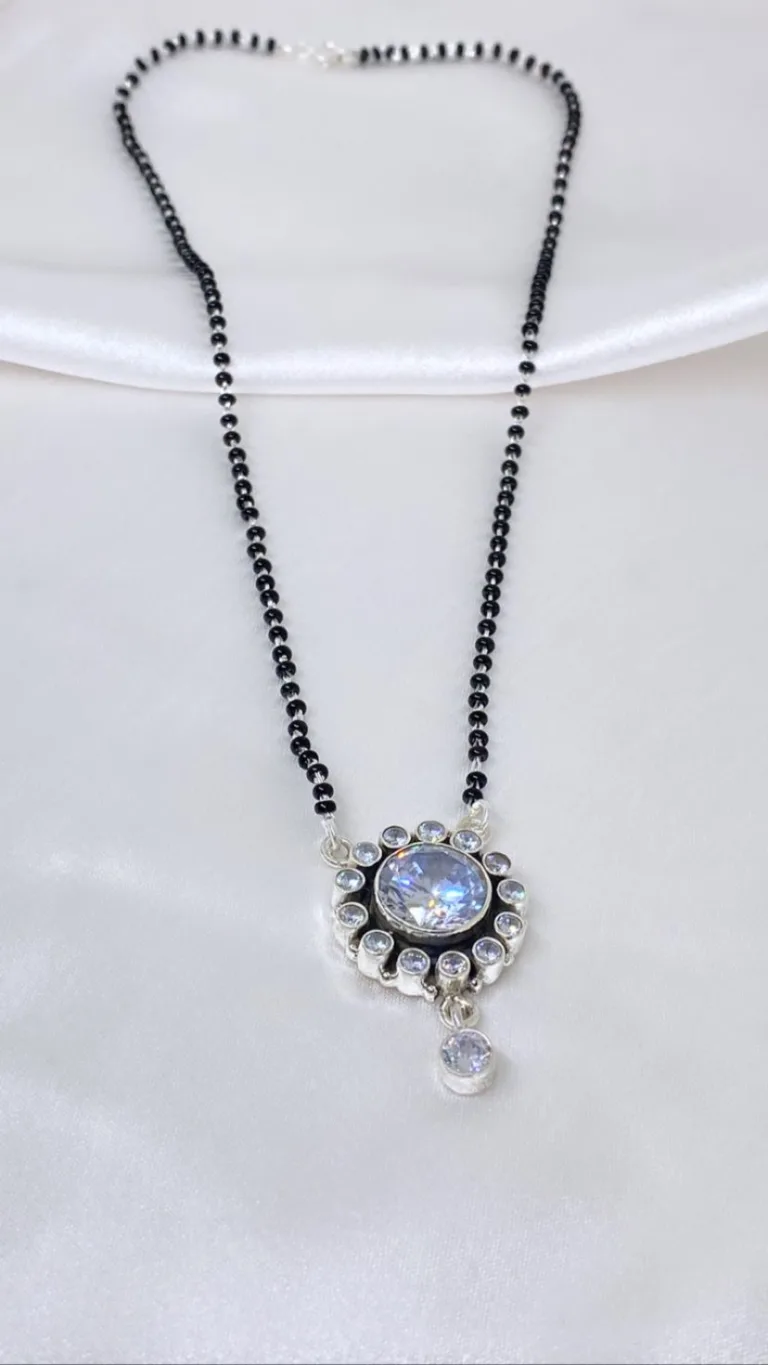 Exquisite cutstone silver mangalsutra