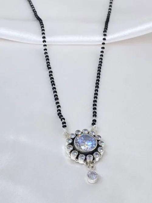 Exquisite cutstone silver mangalsutra