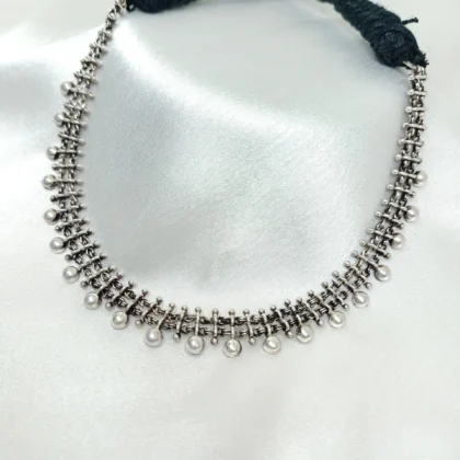 Pure silver oxidise tribal necklace