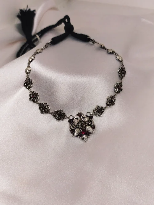 Pure silver oxidise peacock necklace