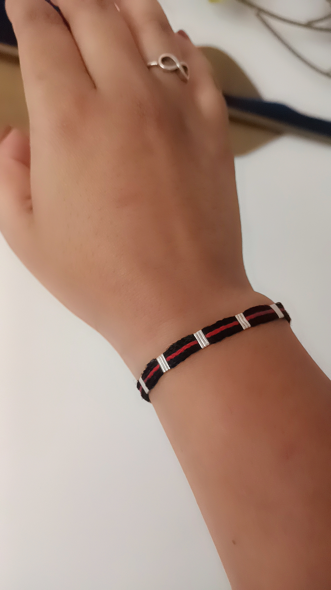 Nazariya Pure Silver Red Black Thread Bracelet