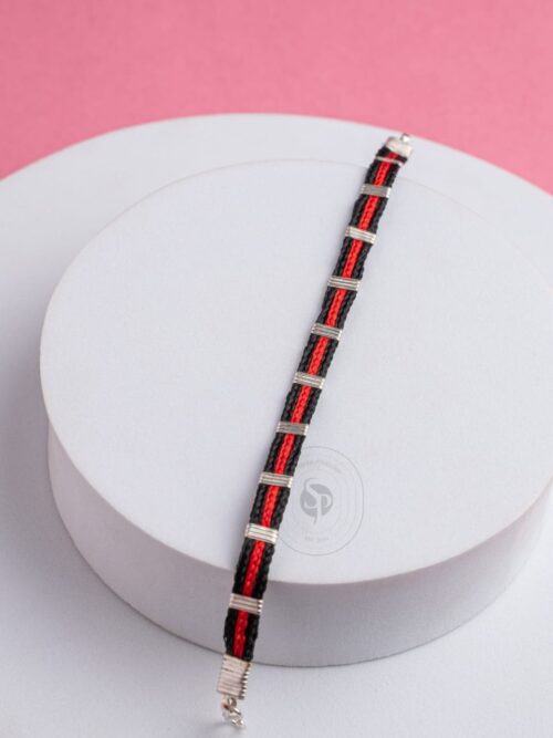 Nazariya Pure Silver Red Black Thread Bracelet