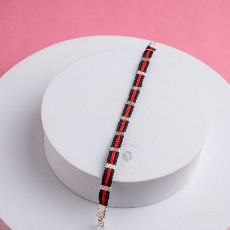 Nazariya Pure Silver Red Black Thread Bracelet