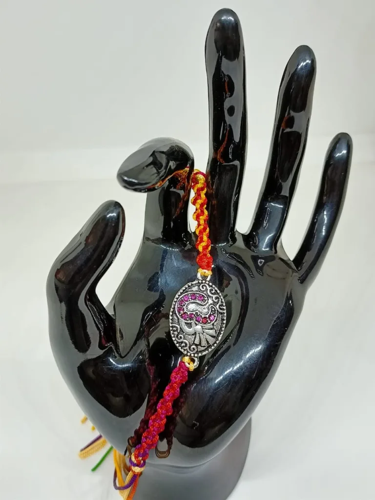 Om designed pure silver rakhi - Image 2