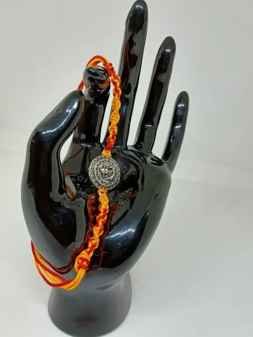 Ganesh oxidize pure silver rakhi