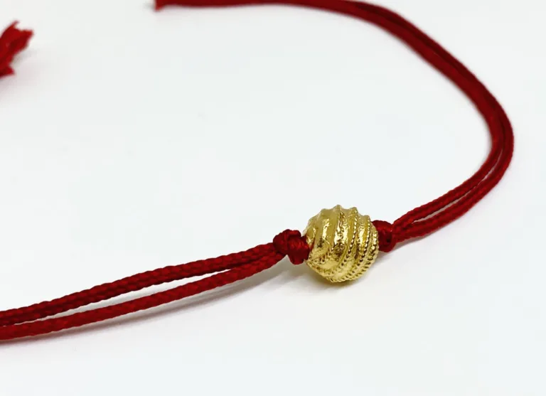 Pure Silver Gold Plated Spiral Bead Rakhi - Image 2