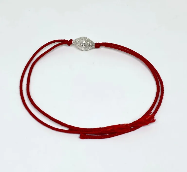 Pure Silver Dolki Bead Rakhi