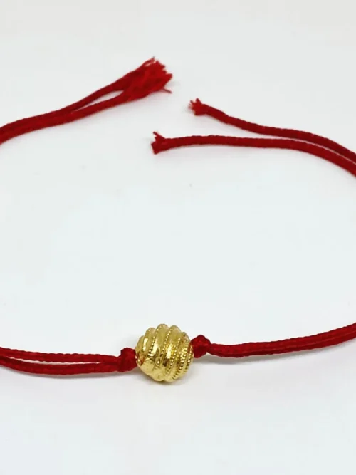 Pure Silver Gold Plated Spiral Bead Rakhi