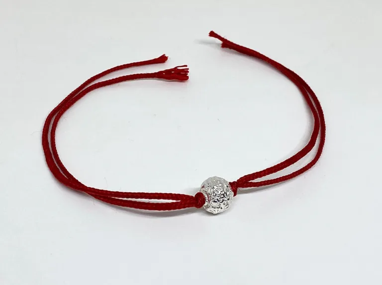 Pure Silver Round Flower Bead Rakhi